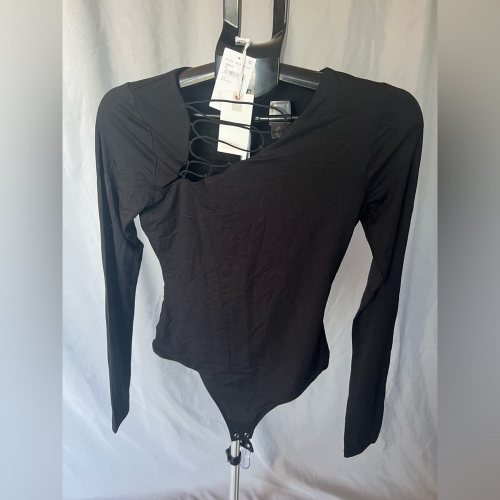 Good American Black Long Sleeve Bodysuit